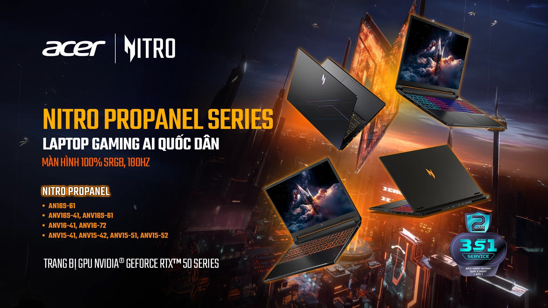 Laptop gaming Nitro thế hệ mới: Màn hình ProPanel, tản nhiệt tối ưu, sức mạnh từ RTX 50 Series