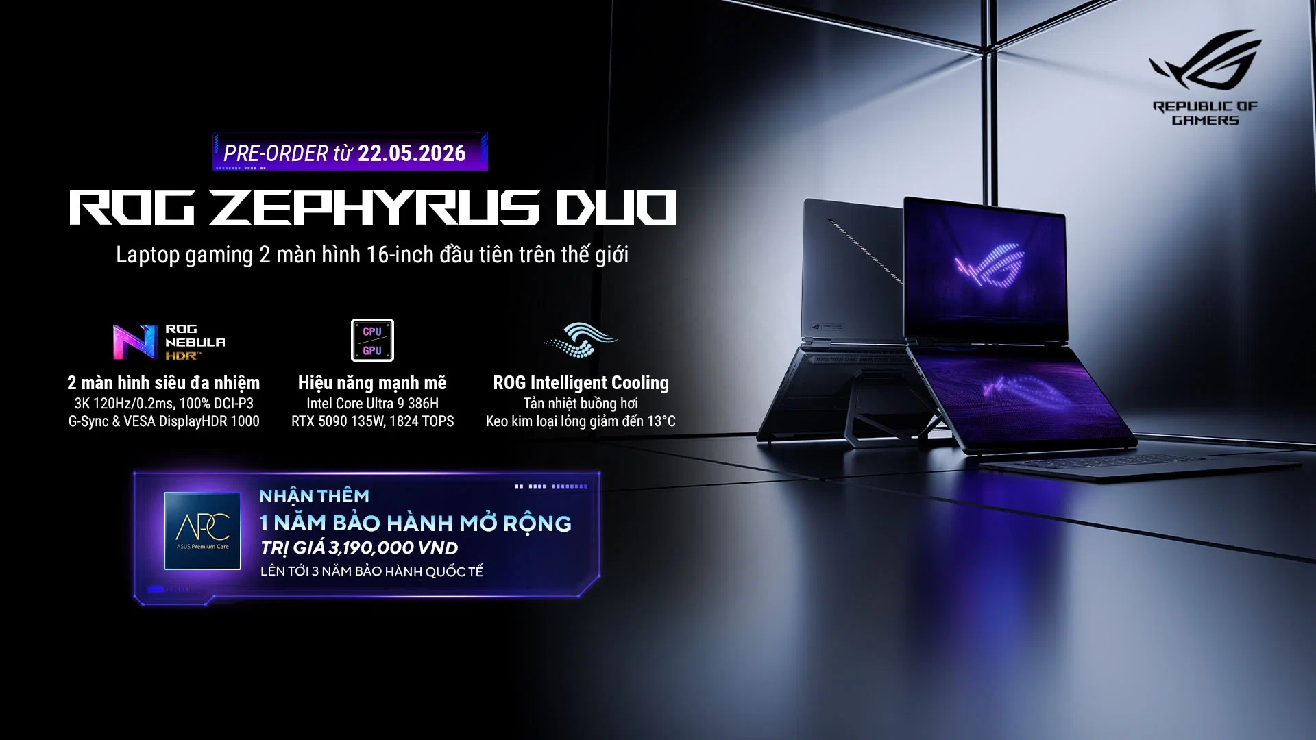 ASUS ROG mở đặt trước ROG Zephyrus Duo: Laptop gaming hai màn hình 16-inch đầu tiên thế giới