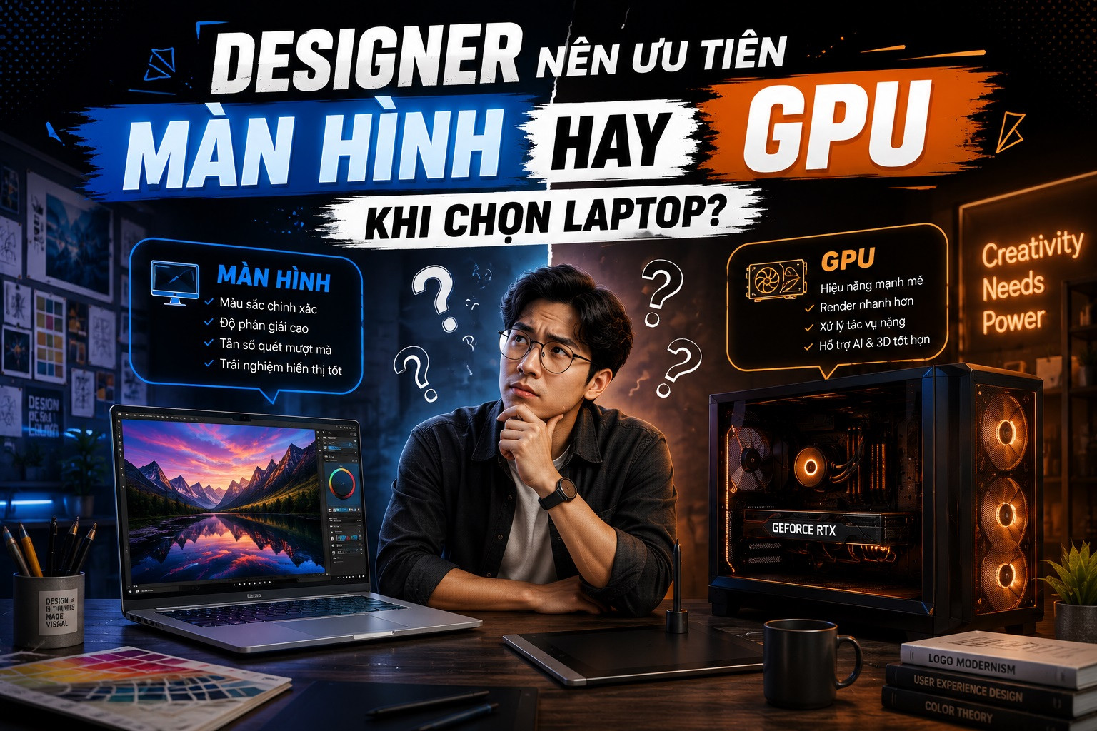 Designer nên ưu tiên màn hình hay GPU khi chọn laptop?