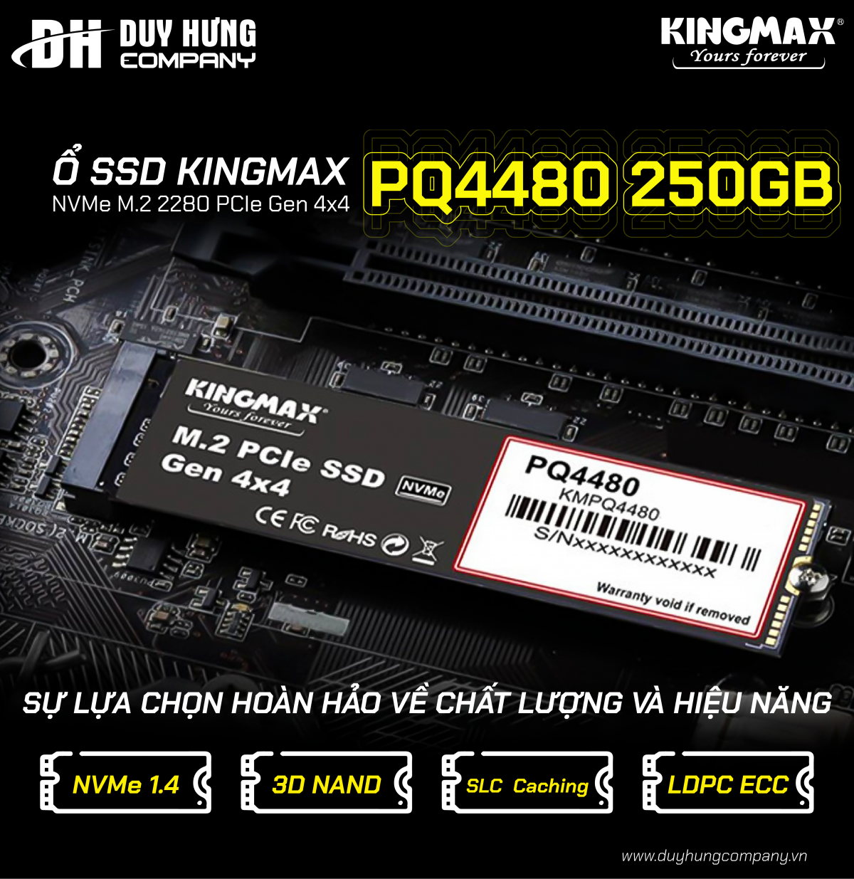 Ổ cứng SSD KINGMAX PQ4480 250GB NVMe M.2 2280 PCIe Gen 4x4 – Sự lựa chọn hoàn hảo về chất lượng và hiệu năng.