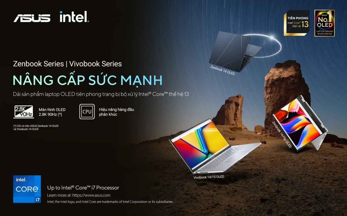 ASUS giới thiệu dải sản phẩm laptop OLED tiên phong trang bị bộ vi xử lý Intel Core thế hệ 13