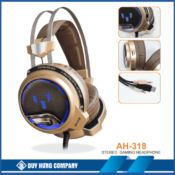 Tai nghe gaming có rung Soundmax AH318 màu nâu, có mic, có đèn LED