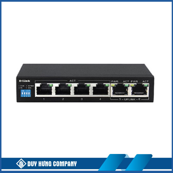 SWITCH POE D-LINK DES-F1006P – TỐC ĐỘ 10/100MBPS – 6 PORT (4 PORT POE + 2 PORT UPLINK)