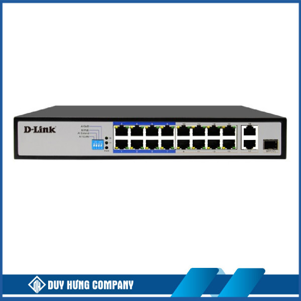 SWITCH POE D-LINK DES-F1018P-E – TỐC ĐỘ 10/100MBPS – 18 PORT (16 PORT POE 250M + 2 PORT UPLINK)