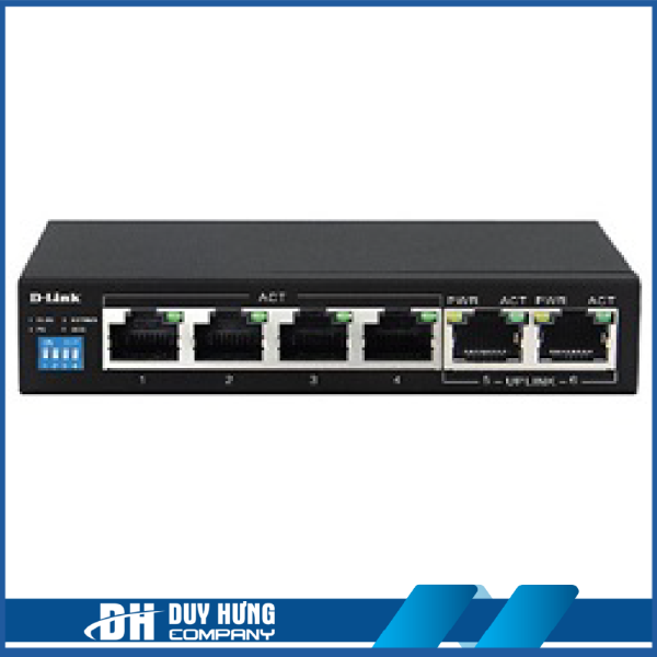 SWITCH POE GIGABIT D-LINK DGS-F1006P – TỐC ĐỘ 10/100/1000MBPS – 6 PORT (4 PORT POE 250M + 2 PORT UPLINK)