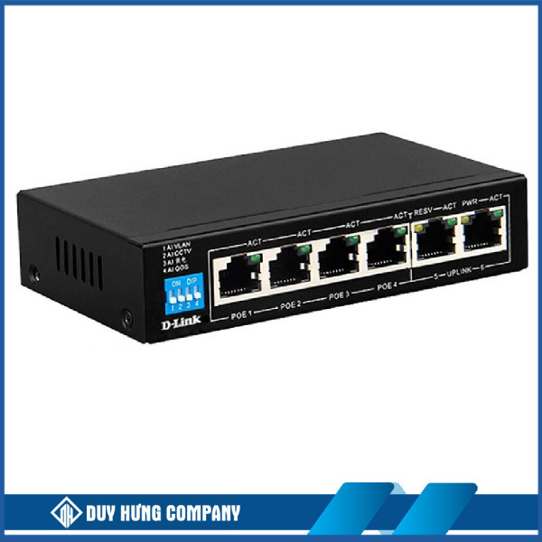 SWITCH POE GIGABIT D-LINK DGS-F1006P – TỐC ĐỘ 10/100/1000MBPS – 6 PORT (4 PORT POE 250M + 2 PORT UPLINK)