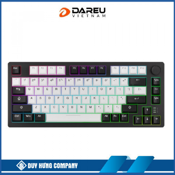 Bàn phím cơ không dây DAREU EK75 PRO – White Black Cyan (Triple Mode, Gasket Mount, RGB)