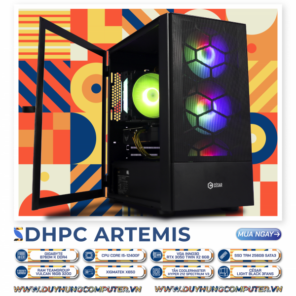 DHPC ARTEMIS i5-12400F | RTX 3050 Twin X2 6GB | SSD 256GB | RAM 16GB