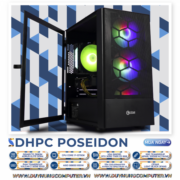 DHPC POSEIDON i7-12700K | RTX 3050 Twin X2 6GB | SSD 500GB | RAM 32GB