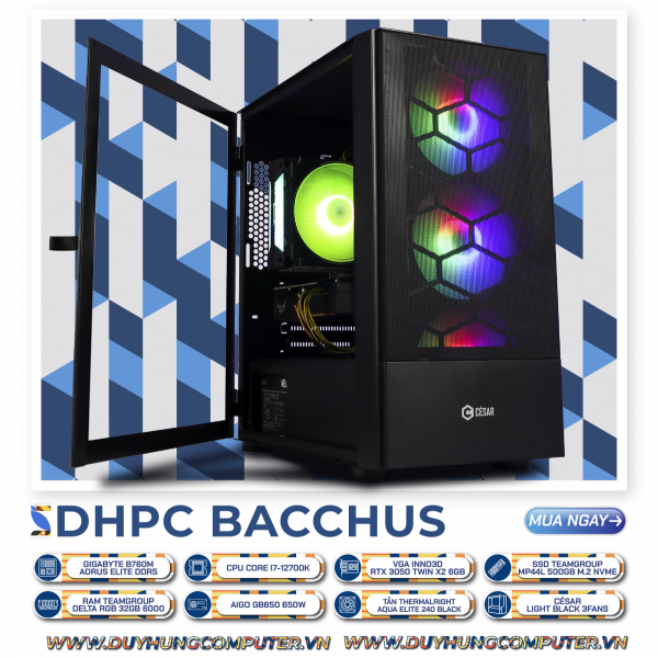 DHPC BACCHUS  i7-12700K | RTX 3050 Twin X2 6GB | SSD 500GB | RAM 32GB DDR5