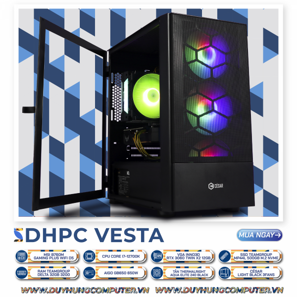 DHPC VESTA  I7 - 12700K | RTX 3060 Twin X2 12GB | SSD 500GB | RAM 32GB DDR5