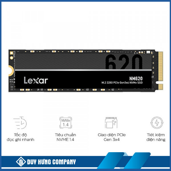 Ổ CỨNG SSD LEXAR NM620 256GB M.2 2280 PCIE 3.0X4 (ĐOC 3000MB/S - GHI 1300MB/S) - (LNM620X256G-RNNNG)