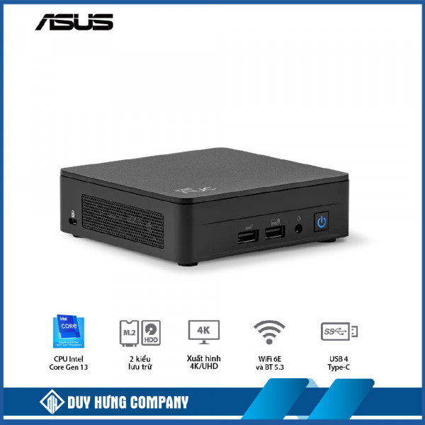 Mini PC ASUS NUC13ANHi7 ( Core i7-1360P | DDR4 3200Mhz | SSD NVMe | Support 8K | WiFi 6E | Bluetooth 5.3 | Thunderbolt 4 | Đen) Intel NUC 13 Pro Arena Canyon RNUC13ANHI70000 