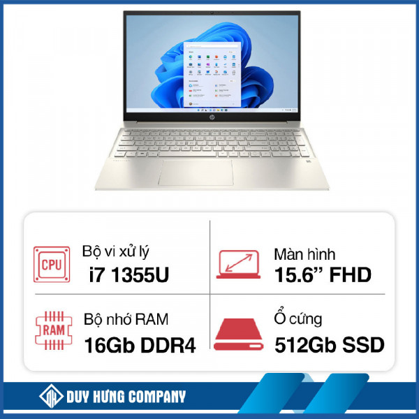 Laptop HP Pavilion 15-eg3092TU-16GB (i7 1355U/ 16GB/ 512GB SSD/ 15.6 inch FHD/ Win11/ Gold/ Vỏ nhôm)