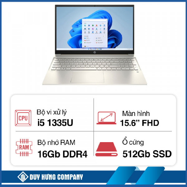 Laptop HP Pavilion 15-eg3094TU-16GB (i5 1335U/ 16GB/ 512GB SSD/ 15.6 inch FHD/ Win11/ Gold/ Vỏ nhôm)