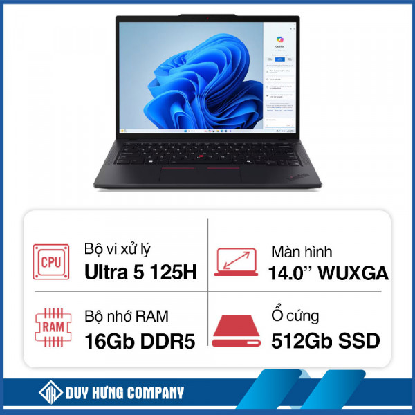 Máy tính xách tay Lenovo ThinkPad T14 GEN 5 Ult 5 (Ultra 5 125H/ 16GB/ 512GB SSD/ 14 inch WUXGA/ NoOS/ Black/ Carbon)