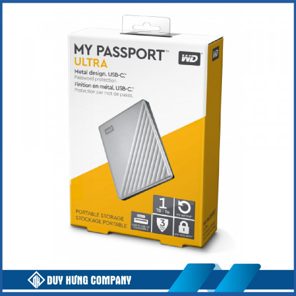 Ổ cứng di động Western MyPassport Ultra 1Tb Type-C - Bạc