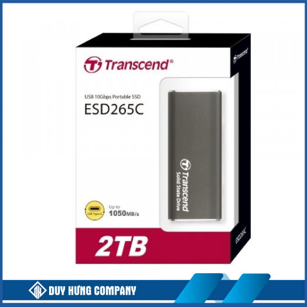 Ổ cứng di động SSD Transcend 2Tb TS2TESD265C (Type-C và USB3.2/ 1050Mb/s/ 950Mb/s/ Xám)