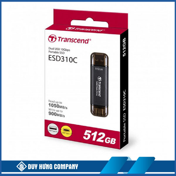 Ổ cứng di động SSD Transcend 512Gb TS512GESD310C (Type-C và USB3.2/ 1050Mb/s/ 950Mb/s/ Đen)