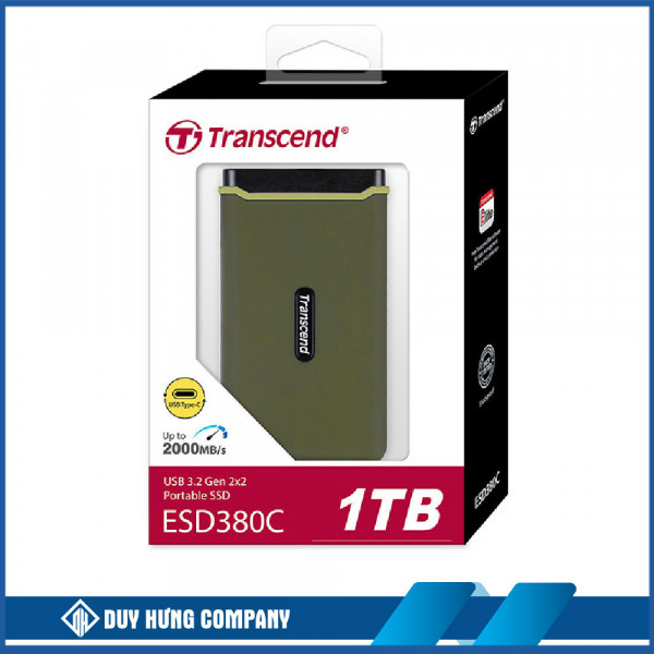 Ổ cứng di động SSD Transcend 1Tb TS1TESD380C (Type-C và USB3.2/ 2000Mb/s/ 2000Mb/s/ Xanh)