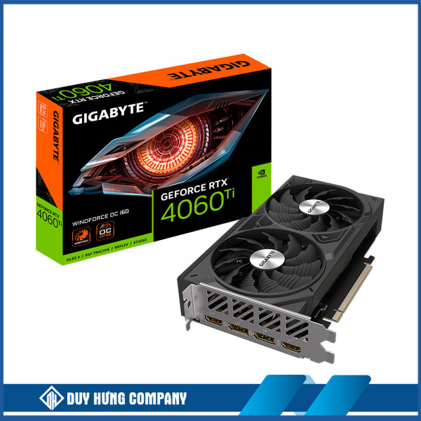 Card màn hình VGA Gigabyte GeForce RTX 4060 Ti WINDFORCE OC 16GB GDDR6 GV-N406TWF2OC-16GD