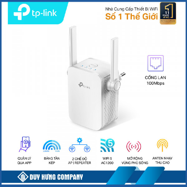 Bộ mở rộng sóng wifi TP-Link RE305 (Chuẩn AC/ AC1200Mbps/ 2 Ăng-ten ngoài/ Wifi Mesh/ 15 User)