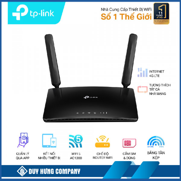 Bộ phát wifi 4G TP-Link Archer MR400 (AC1200Mbps/ Chuẩn AC/ 2 Ăng-ten ngoài/ Sim 4G/ 35 User)