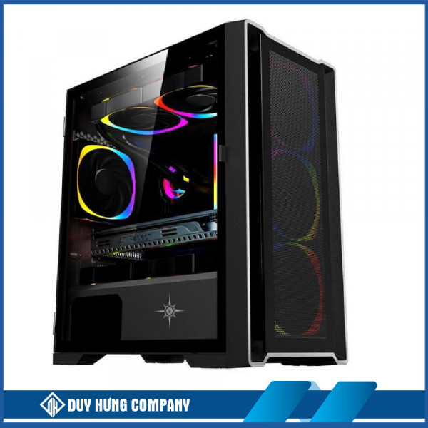 Vỏ case KENOO ESPORT M500 - 3F (M-ATX/Màu Đen/Kèm 3 fan RGB)