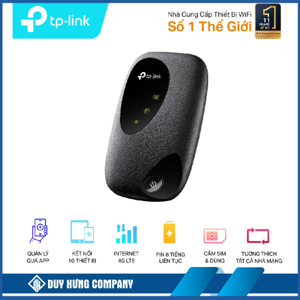 Bộ phát wifi 4G TP-Link M7000 (4G LTE/ Ăng-ten ngầm/ Khe Sim 4G/ 10 User)