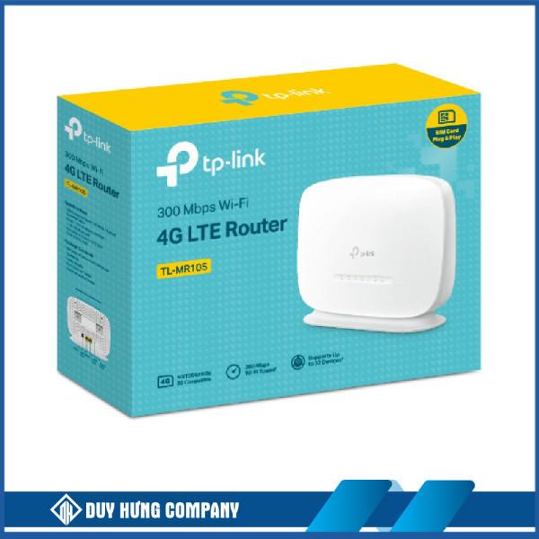 Bộ phát wifi 4G TP-Link TL-MR105 (300Mbps/ Chuẩn N/ Ăng-ten ngầm/ Sim 4G/ 25 User)