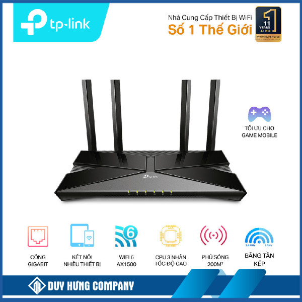 Bộ phát wifi 6 TP-Link Archer AX12 (Chuẩn AX/ AX1500Mbps/ 4 Ăng-ten ngoài/ Wifi Mesh/ 35 User)