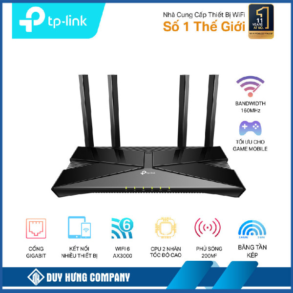 Bộ phát wifi 6 TP-Link Archer AX53 (Chuẩn AX/ AX3000Mbps/ 4 Ăng-ten ngoài/ Wifi Mesh/ 45User)