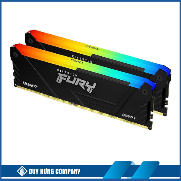 Ram Desktop Kingston Fury Beast RGB (KF436C17BB2AK2/16) 16GB (2x8GB) DDR4 3600Mhz