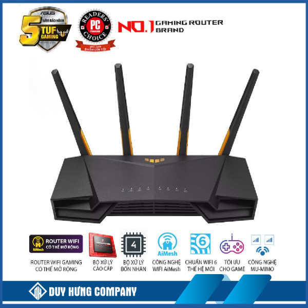 Bộ phát wifi 6 Asus TUF Gaming AX4200 (Chuẩn AX/ AX4200Mbps/ 4 Ăng-ten ngoài/ Wifi Mesh/ Dưới 80 User)