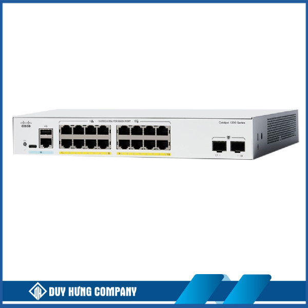 Switch Cisco C1200-16P-2G-EU 16-Ports GE, 2 GE SFP Uplink, PoE+ 120W