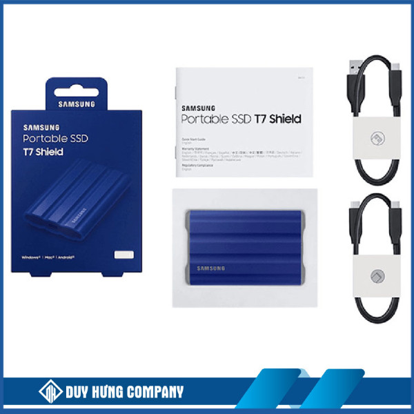 Ổ cứng gắn ngoài SSD Samsung T7 Portable Shield 1TB 2.5 inch USB 3.2 Xanh (Đọc 1050MB/s - Ghi 1000MB/s)-(MU-PE1T0R/WW)