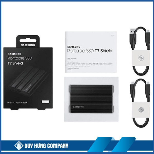 Ổ cứng gắn ngoài SSD Samsung T7 Portable Shield 1TB 2.5 inch USB 3.2 Đen (Đọc 1050MB/s - Ghi 1000MB/s)-(MU-PE1T0S/WW)