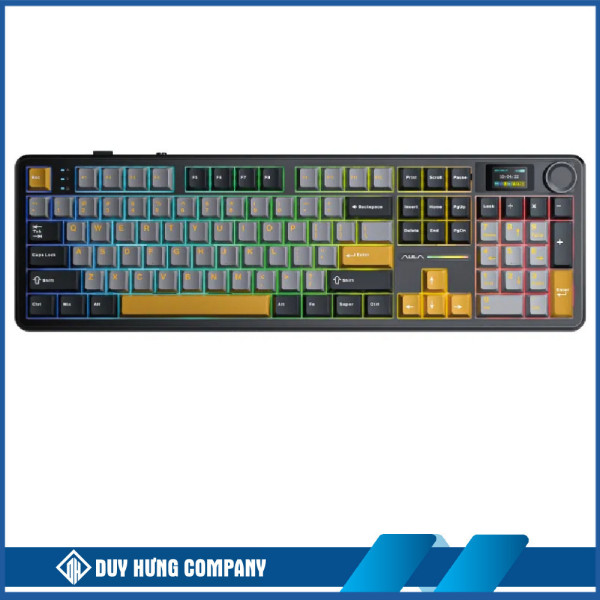 Bàn phím cơ Aula 3 MODE F108 PRO Đen + xám + vàng Reaper switch