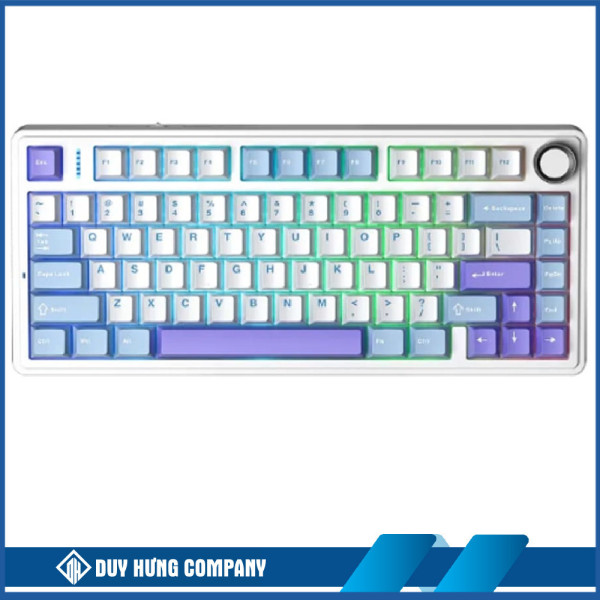 Bàn phím cơ Aula F75 Xanh dương + Trắng + Tím đậm Pink switch