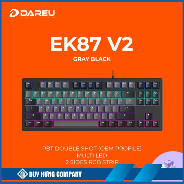 Bàn phím cơ DareU EK87 V2 Gray Black PBT Dream switch