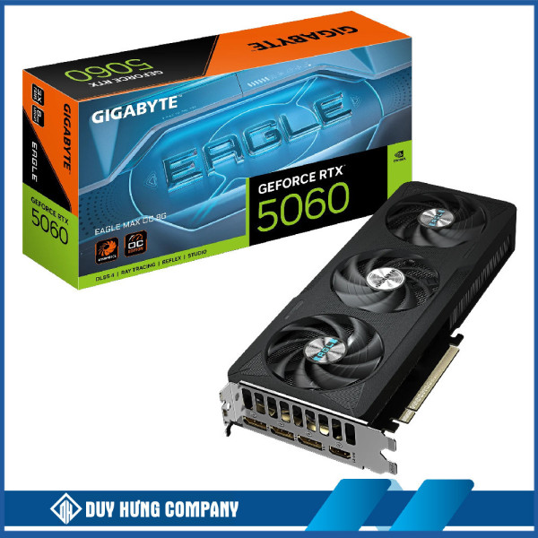 Card màn hình Gigabyte GeForce RTX 5060 EAGLE MAX OC 8G (GV-N5060EAGLEMAX OC-8GD) | 8GB GDDR7, 3840 CUDA, 550W