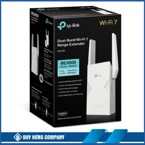 Bộ mở rộng sóng wifi TP-Link RE235BE (Chuẩn BE/ BE3600Mbps/ 2 Ăng-ten ngoài/ EasyMesh)
