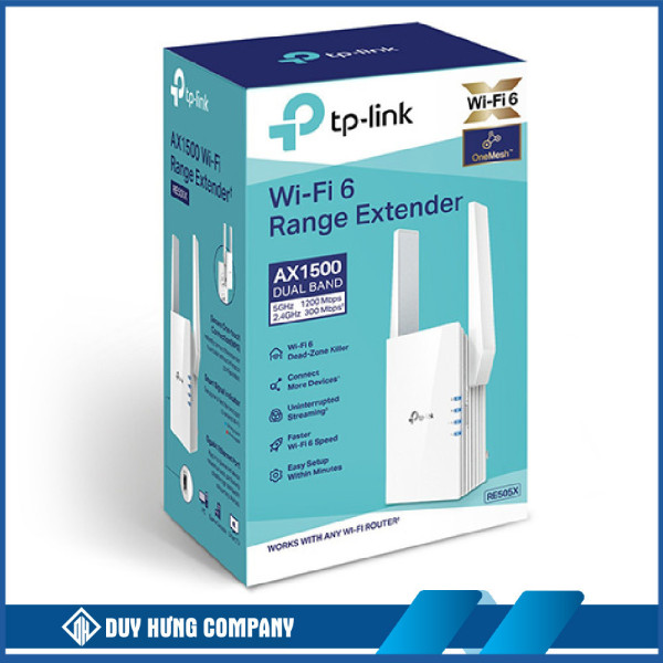 Bộ mở rộng sóng wifi TP-Link RE505X (Chuẩn AX/ AX1500Mbps/ 2 Ăng-ten ngoài/ Wifi Mesh/ 25 User)