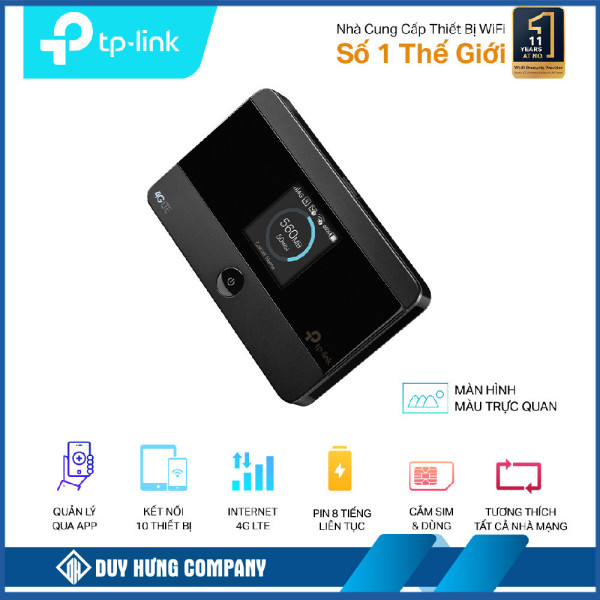Bộ phát wifi 4G TP-Link M7350 (Chuẩn N/ 150Mbps/ Ăng-ten ngầm/ Khe Sim 4G/ 10 User/ Có màn hình và khe cắm thẻ nhớ)