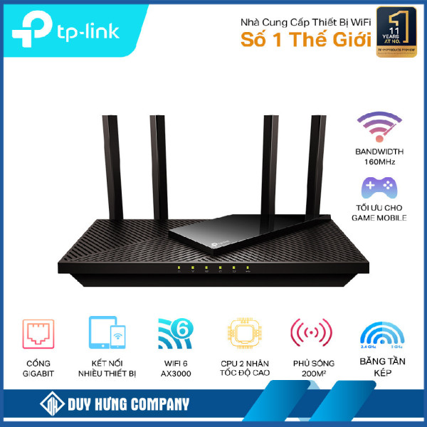 Bộ phát wifi 6 TP-Link Archer AX55 (Chuẩn AX/ AX3000Mbps/ 4 Ăng-ten ngoài/ Wifi Mesh/ 35 User)