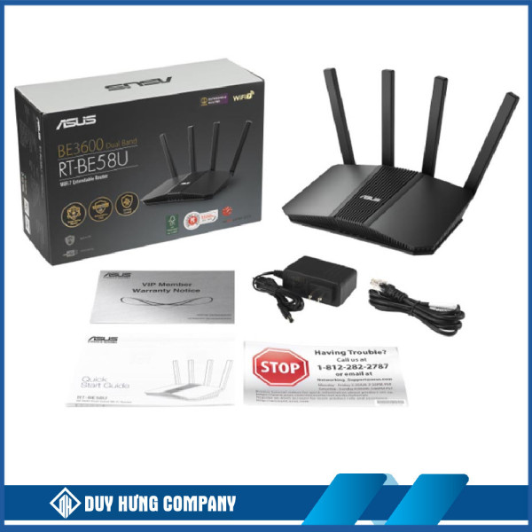 Bộ phát wifi 7 Asus RT-BE58U (Chuẩn BE/ BE3600Mbps/ 4 Ăng-ten ngoài/ Wifi Mesh/ 45User)