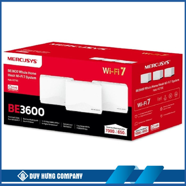 Bộ phát wifi 7 Mercusys H27BE 3-Pack (Chuẩn BE/ BE3600Mbps/ Ăng-ten ngầm/ Wifi Mesh/ Dưới 150 User)