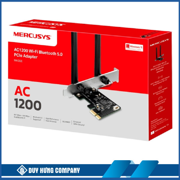 Card Mạng Mercusys PCIe Wi-Fi Bluetooth AC1200 MA30E