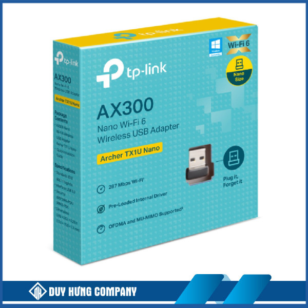 Cạc mạng không dây TP-Link USB Archer TX1U Nano (Chuẩn AX/ AX300Mbps)