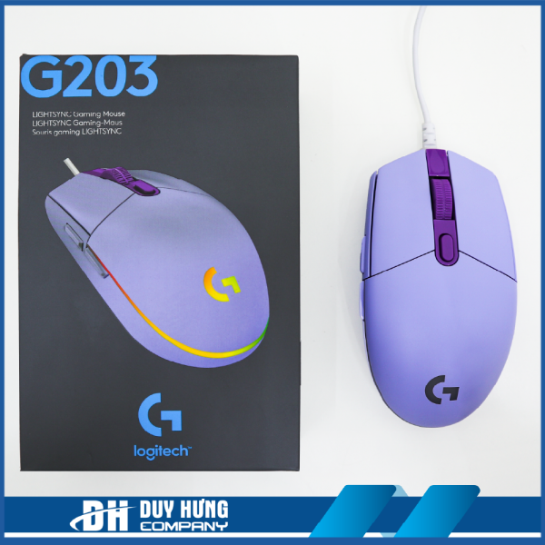 Chuột Gaming có dây Logitech G203 Màu Tím Lilac